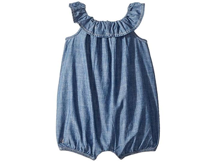 Ralph Lauren Baby Cotton Chambray Bubble Romper (infant) (quincy Wash) Girl's Jumpsuit & Rompers One Piece