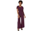 Tahari By Asl Petite Short Sleeve Crepe Jumpsuit With Asymmetrical Neck And Side Tie (aubergine) Women's Jumpsuit & Rompers One Piece
