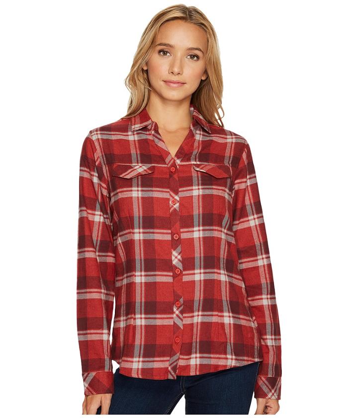 Columbia Simply Puttm Ii Flannel Shirt (sail Red Open Ground Plaid) Women's Long Sleeve Button Up