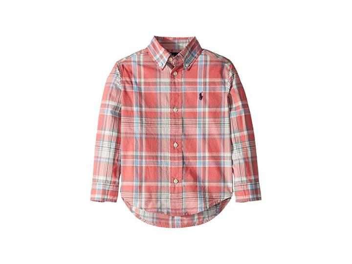 Polo Ralph Lauren Kids Plaid Cotton Poplin Shirt (toddler) (red Multi) Boy's Clothing