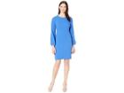 Nine West Long Sleeve Textured Crepe Dart Body Dress (cornflower) Women's Dress