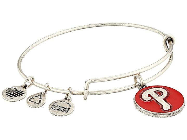 Alex And Ani Mlb(r) Philadelphia Philliestm Charm Bangle (rafaelian Silver Finish/red Charm) Bracelet