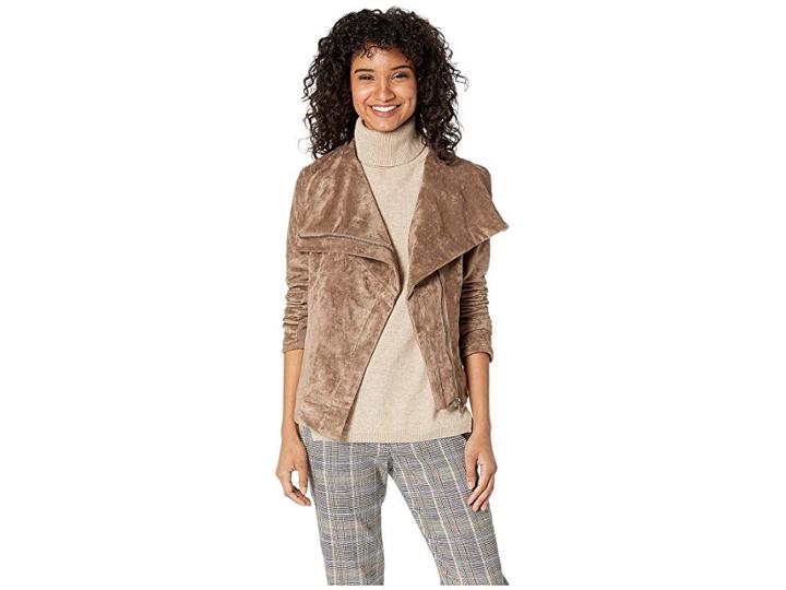 Blank Nyc Taupe Faux Suede Jacket With Zipper Detail In Zombie Ad (zombie Ad) Women's Coat