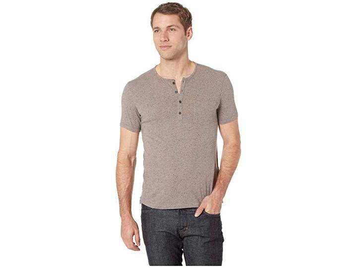 John Varvatos Star U.s.a. Short Sleeve Henley In Splatter Print (mercury Grey) Men's Clothing
