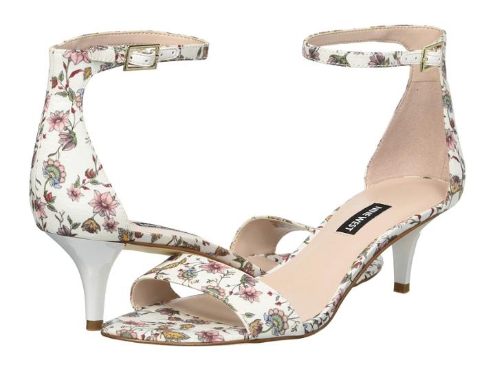 Nine West Leisa Heel Sandal (white Multi Fabric 1) Women's Shoes