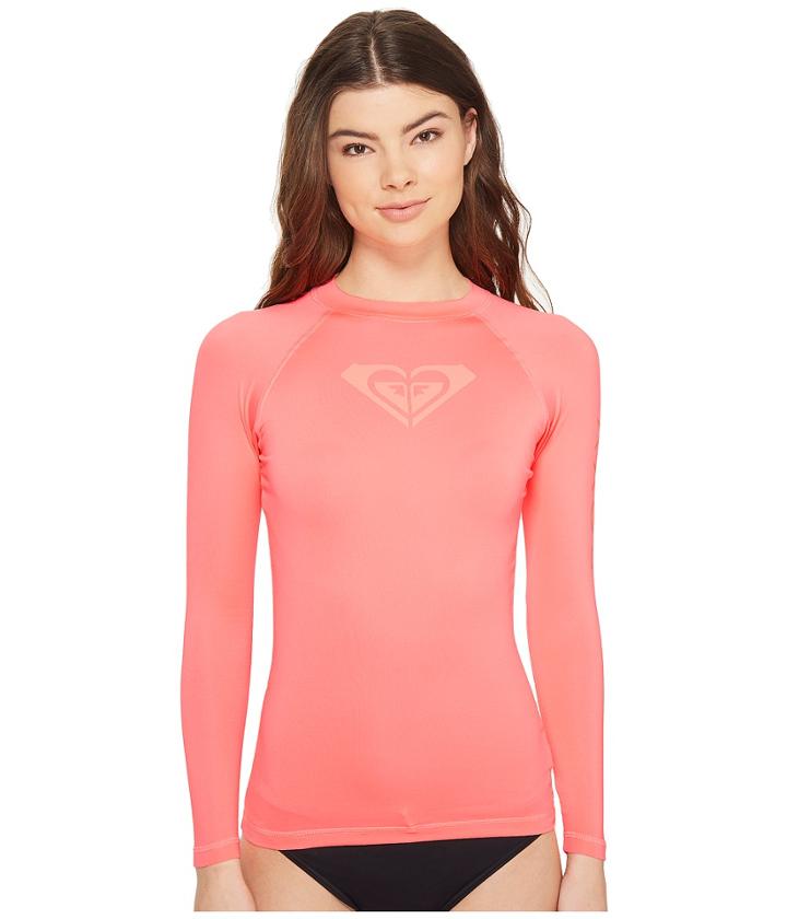Roxy Whole Hearted Long Sleeve Rashguard (lady Pink) Women's Swimwear