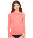 Roxy Whole Hearted Long Sleeve Rashguard (lady Pink) Women's Swimwear