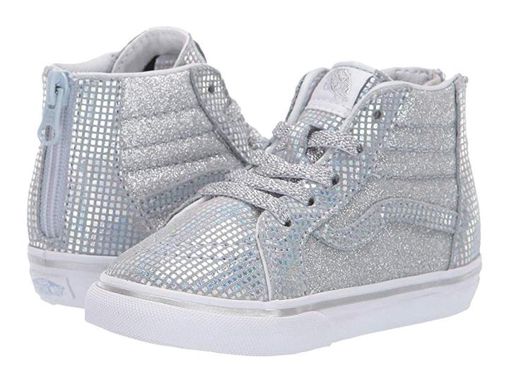 Vans Kids Sk8-hi Zip (infant/toddler) ((metallic Glitter) Silver) Girls Shoes