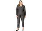 Tahari By Asl Plus Size Novelty Stand Collar Pants Suit (dark Grey) Women's Suits Sets
