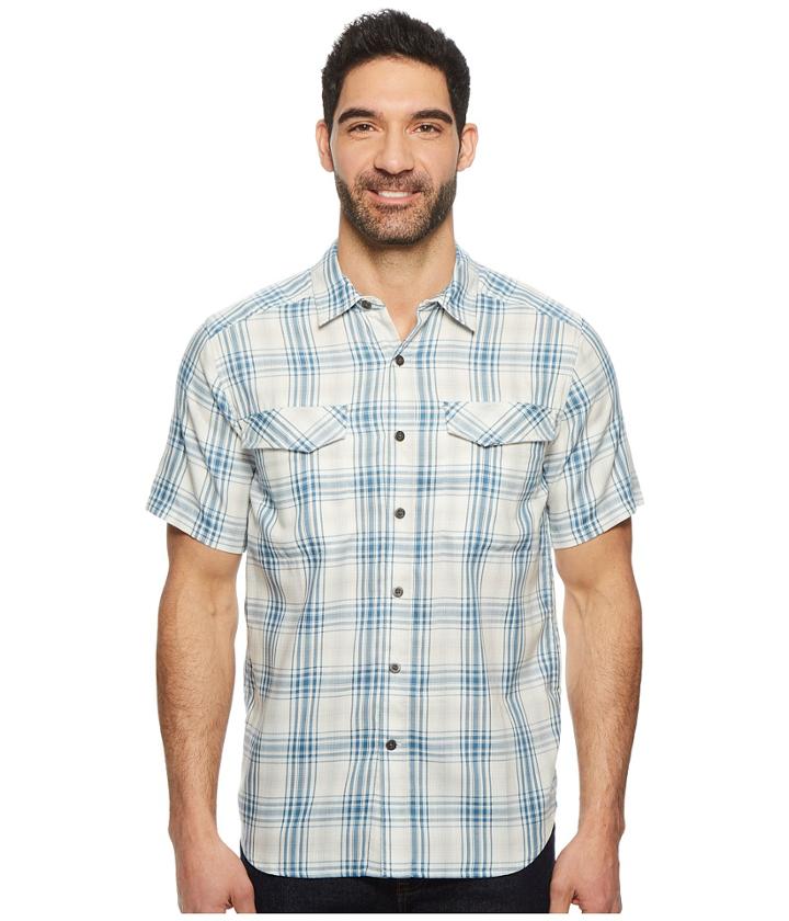 Royal Robbins Merinolux Plaid Short Sleeve Shirt (light Pelican) Men's Short Sleeve Button Up