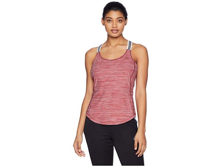 Adidas Performer Cross-back Tank Top (noble Maroon Heather) Women's Sleeveless