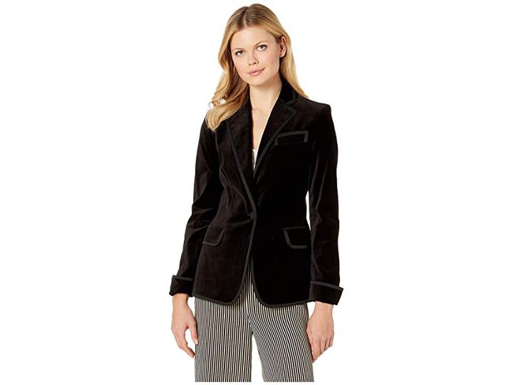Lauren Ralph Lauren Stretch-velvet Blazer (polo Black) Women's Jacket