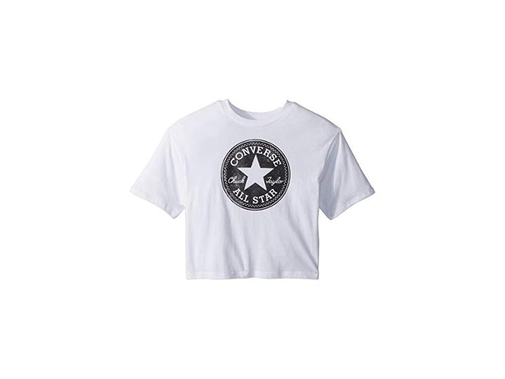 Converse Kids Feather Chuck Patch Print Fill Tee (big Kids) (white) Girl's T Shirt