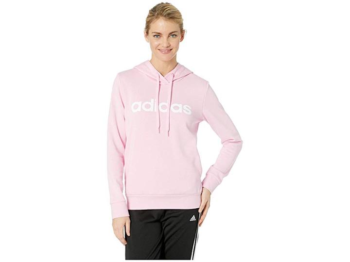 Adidas Essentials Linear Hoodie (true Pink/white) Women's Sweatshirt