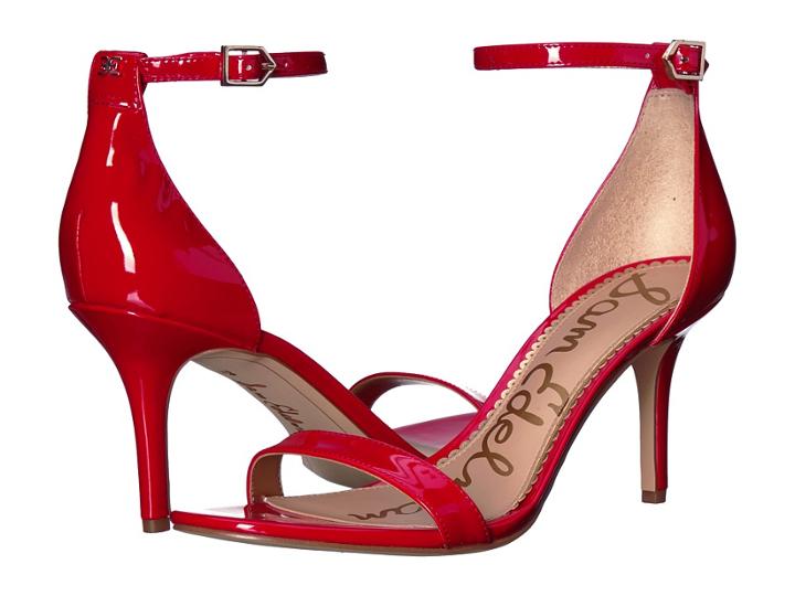 Sam Edelman Patti Strappy Sandal Heel (candy Red Patent) High Heels