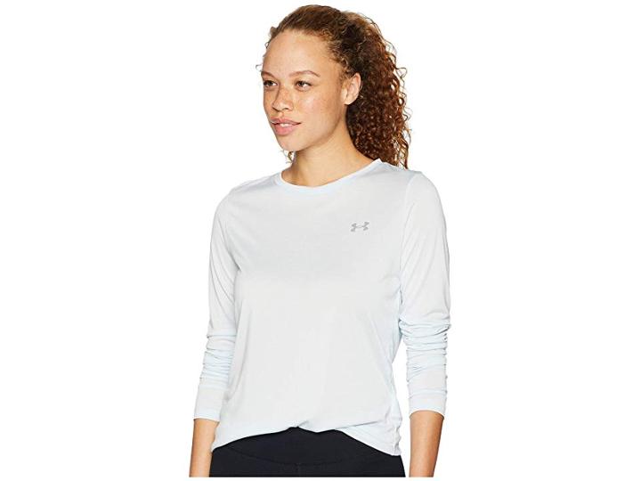 Under Armour Ua Tech Twist Crew Long Sleeve Shirt (halogen Blue/metallic Silver) Women's Clothing