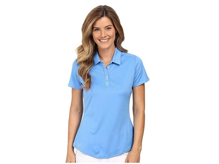 Adidas Golf Puremotion Short Sleeve Top (lucky Blue) Women's Short Sleeve Button Up