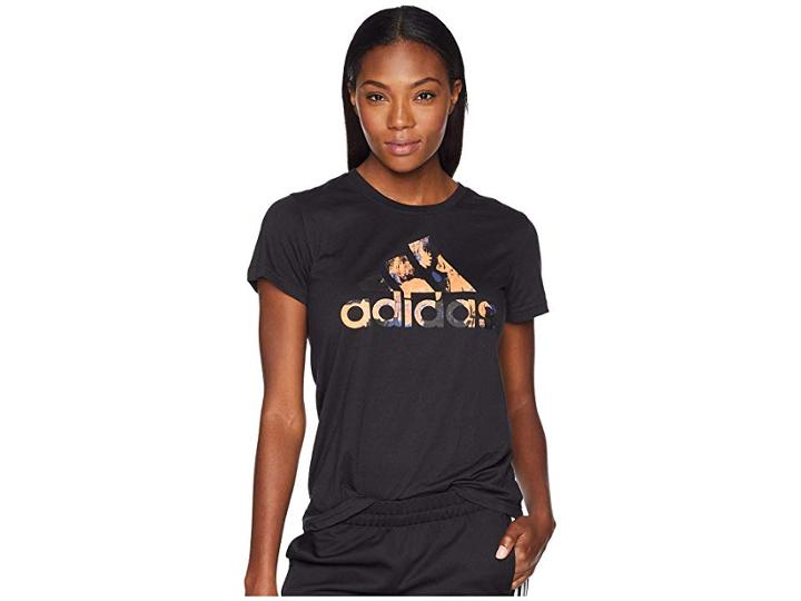 Adidas Badge Of Sport Floral Print T-shirt (black) Women's T Shirt