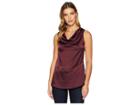 Ellen Tracy Sleeveless Top With Asymmetrical Hem (bordeaux) Women's Clothing