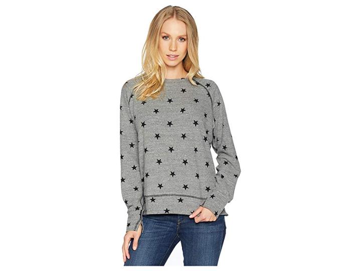 Lna Brushed Zinnia Raglan Top (heather Grey Star) Women's Long Sleeve Pullover