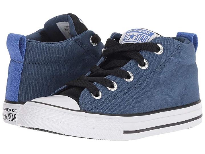 Converse Kids Chuck Taylor All Star Street Mid (little Kid/big Kid) (mason Blue/black/white) Boy's Shoes