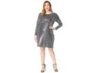 Michael Michael Kors Plus Size Glitter Long Sleeve Cowl Back Dress (black/silver) Women's Dress