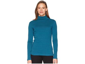 Royal Robbins Kickback Turtleneck (blue Coral Stripe) Women's Long Sleeve Pullover