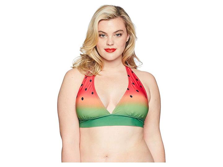 Unique Vintage Plus Size Lulu Halter Top (watermelon Ombre) Women's Swimwear
