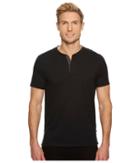 Calvin Klein Shoulder Piping Hidden Placket Henley (black) Men's Clothing