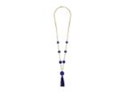 Kenneth Jay Lane 36 Gold Neck W/ Blue Pave Thread Wrap Balls/center Tassel Necklace (blue) Necklace