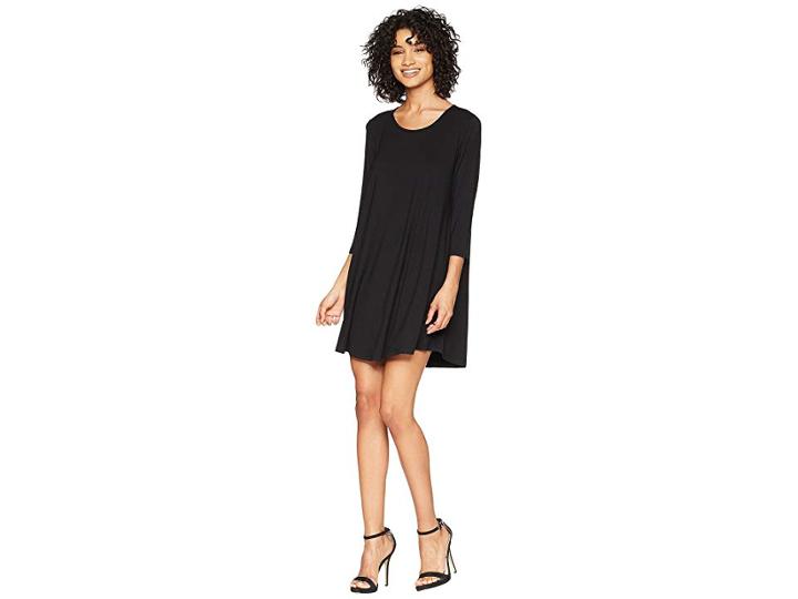 American Rose Halle 3/4 Sleeve Dress With Strap Detail (black) Women's Dress