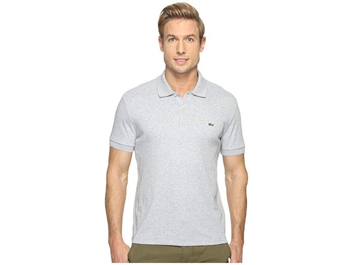 Lacoste Short Sleeve Jersey Interlock Regular (silver Chine) Men's Clothing
