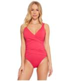 Tommy Bahama Pearl Wrap-front One-piece Swimsuit (bright Fuchsia) Women's Swimsuits One Piece