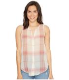 Lucky Brand Sleeveless Tie Front Top (pink Multi) Women's Clothing