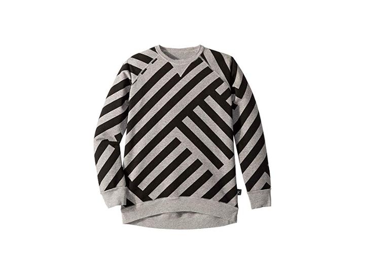 Nununu Striped Sweatshirt (little Kids/big Kids) (heather Grey) Girl's Sweatshirt