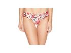 Michael Michael Kors Cherry Summer Flower Shirred Smooth Fit Cheeky Bikini Bottoms (deep Pink) Women's Swimwear