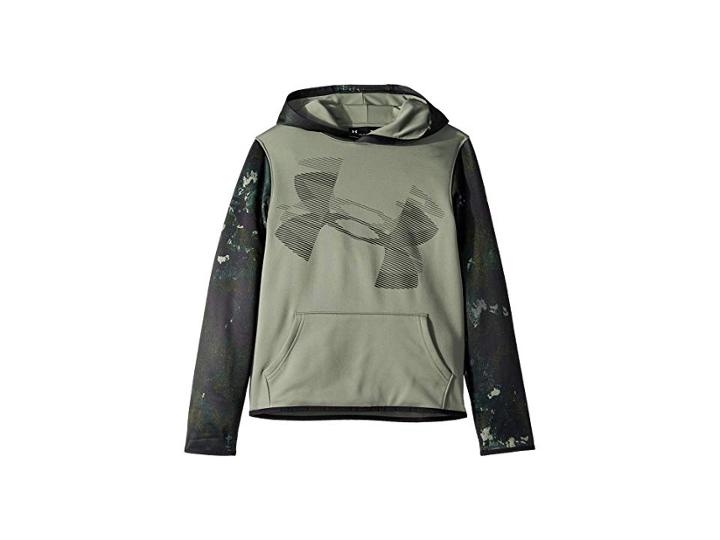 Under Armour Kids Af Highlight Sleeve Hoodie (big Kids) (moss Green/black) Boy's Sweatshirt