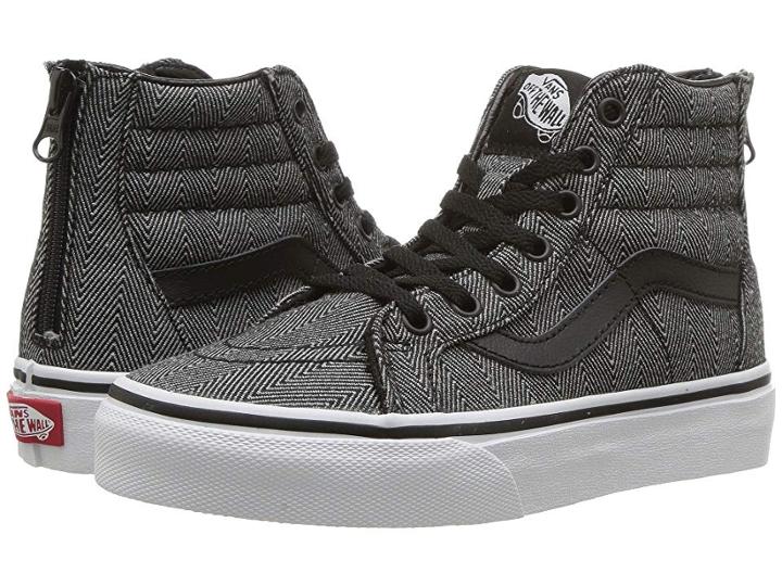 Vans Kids Sk8-hi Zip (little Kid/big Kid) ((oversized Herringbone) Black/true White) Boys Shoes