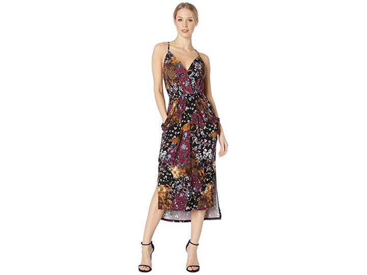 Bcbgeneration Midi Faux Wrap Dress (black Multi Combo) Women's Dress