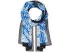 Calvin Klein Abstract Diagonal Silk Chiffon (teal) Scarves