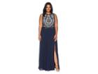 Adrianna Papell Plus Size Sleeveless Bead Bodice Gown (midnight/silver) Women's Dress