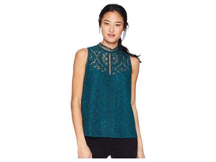 Bb Dakota Meet Me In The Medows Lace Tank (evergreen) Women's Sleeveless