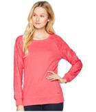 U.s. Polo Assn. Long Sleeve French Terry Crew Neck Pullover (cereza Heather) Women's Clothing