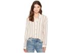 Splendid Sailboat Stripe Button Down Boyfriend Shirt (off-white/red) Women's T Shirt