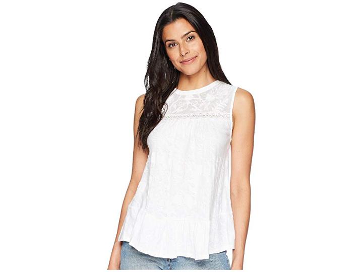 Lucky Brand Tiered Jacquard Tank Top (lucky White) Women's Clothing