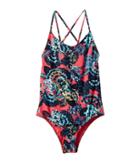 Roxy Kids Let The Surf One-piece (big Kids) (rouge Red/mahna Mahna) Girl's Swimsuits One Piece
