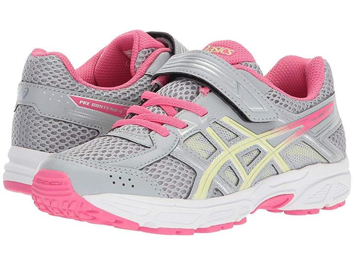 Asics Kids Gel-contend 4 Ps (toddler/little Kid) (mid Grey/limelight/hot Pink) Girls Shoes