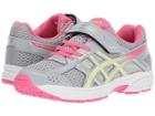 Asics Kids Gel-contend 4 Ps (toddler/little Kid) (mid Grey/limelight/hot Pink) Girls Shoes