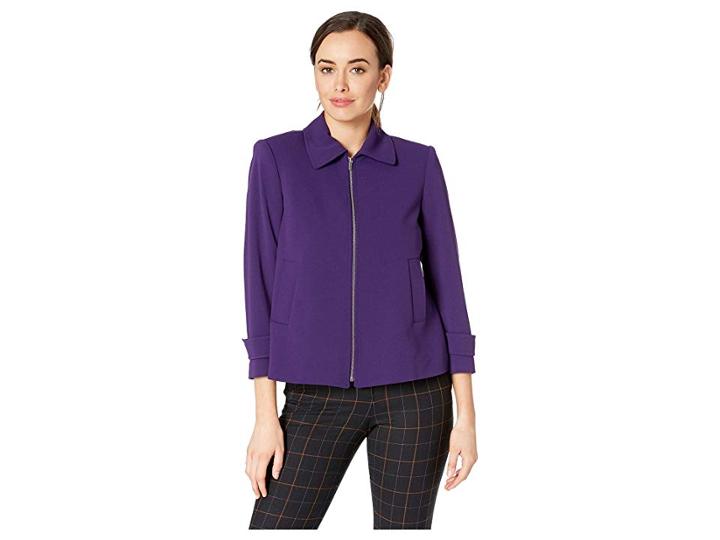 Calvin Klein Scuba Crepe Zip Front Jacket (night) Women's Coat