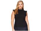 Unique Vintage Plus Size Stretch Ruffle Astor Top (black) Women's Clothing